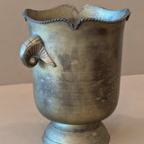 Vintage Metal Champagne Bucket with Nautilus Shell Motif Handles