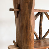 Midcentury French Primitive Wooden Bookcase with Mortise and Tusk Tenon Joints and "X" Back Detailing