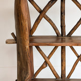 Midcentury French Primitive Wooden Bookcase with Mortise and Tusk Tenon Joints and "X" Back Detailing