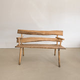 Midcentury French Brutalist Live Edge Wooden Wabi-Sabi Bench