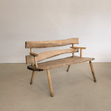 Midcentury French Brutalist Live Edge Wooden Wabi-Sabi Bench