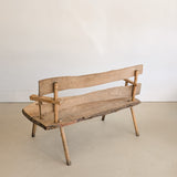 Midcentury French Brutalist Live Edge Wooden Wabi-Sabi Bench