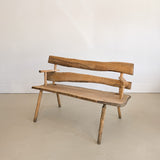 Midcentury French Brutalist Live Edge Wooden Wabi-Sabi Bench