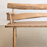 Midcentury French Brutalist Live Edge Wooden Wabi-Sabi Bench