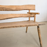 Midcentury French Brutalist Live Edge Wooden Wabi-Sabi Bench