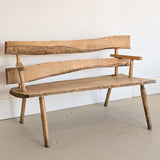 Midcentury French Brutalist Live Edge Wooden Wabi-Sabi Bench