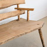 Midcentury French Brutalist Live Edge Wooden Wabi-Sabi Bench