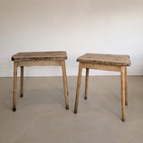 Pair of Midcentury French Brutalist Live Edge Elm Wood Side Tables