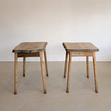 Pair of Midcentury French Brutalist Live Edge Elm Wood Side Tables