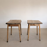 Pair of Midcentury French Brutalist Live Edge Elm Wood Side Tables