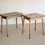 Pair of Midcentury French Brutalist Live Edge Elm Wood Side Tables