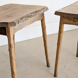 Pair of Midcentury French Brutalist Live Edge Elm Wood Side Tables