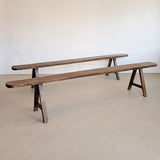 1900s Antique French Primitive Long Wooden Bench with Mortise and Tenon Joints - Sold Individually