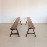 1900s Antique French Primitive Long Wooden Bench with Mortise and Tenon Joints - Sold Individually