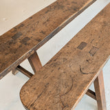 1900s Antique French Primitive Long Wooden Bench with Mortise and Tenon Joints - Sold Individually