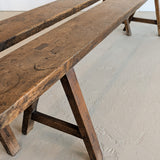 1900s Antique French Primitive Long Wooden Bench with Mortise and Tenon Joints - Sold Individually