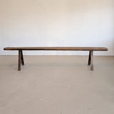 1900s Antique French Primitive Long Wooden Bench with Mortise and Tenon Joints - Sold Individually