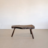 Midcentury French Brutalist Live Edge Dark Wooden Coffee Table