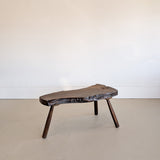 Midcentury French Brutalist Live Edge Dark Wooden Coffee Table