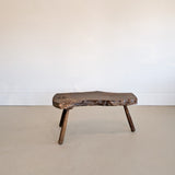 Midcentury French Brutalist Live Edge Dark Wooden Coffee Table