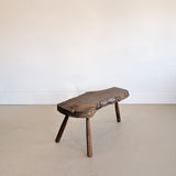 Midcentury French Brutalist Live Edge Dark Wooden Coffee Table