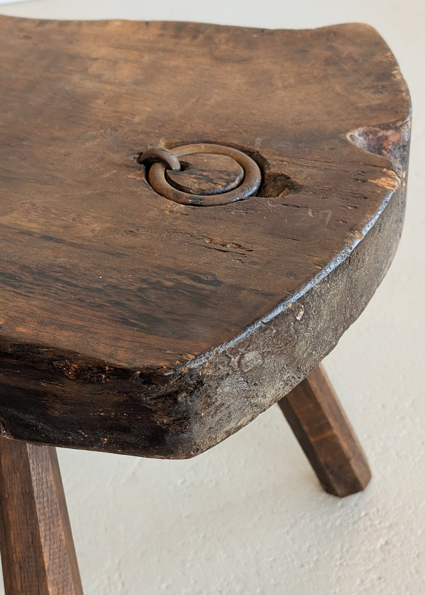 Midcentury French Brutalist Live Edge Dark Wooden Coffee Table