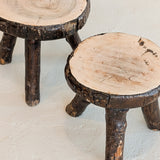 Pair of Midcentury French Brutalist Live Edge Stools/Side Tables