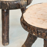 Pair of Midcentury French Brutalist Live Edge Stools/Side Tables