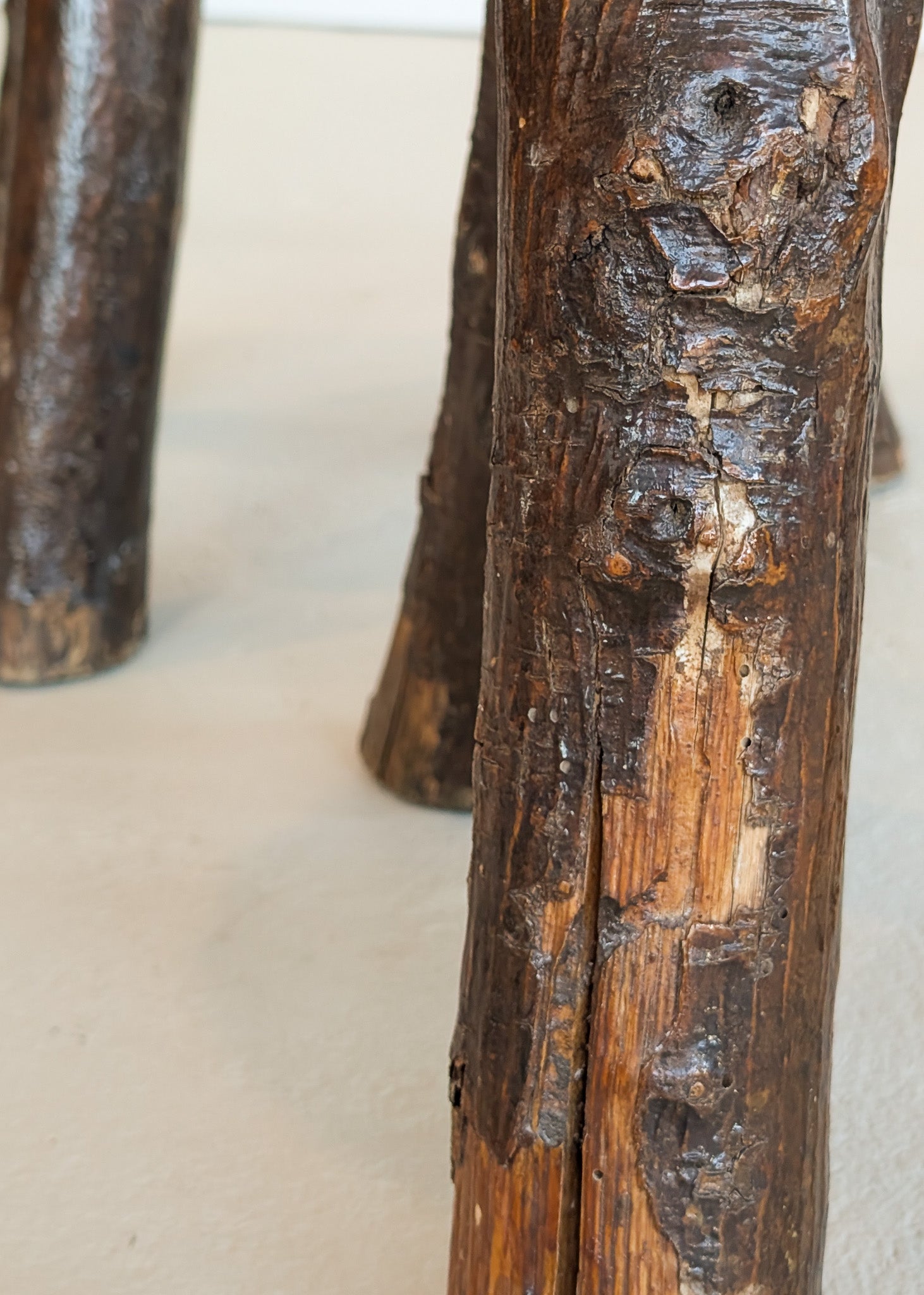 Pair of Midcentury French Brutalist Live Edge Stools/Side Tables