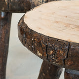 Pair of Midcentury French Brutalist Live Edge Stools/Side Tables