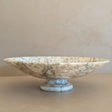 Large Vintage Alabaster Compote Pedestal Dish