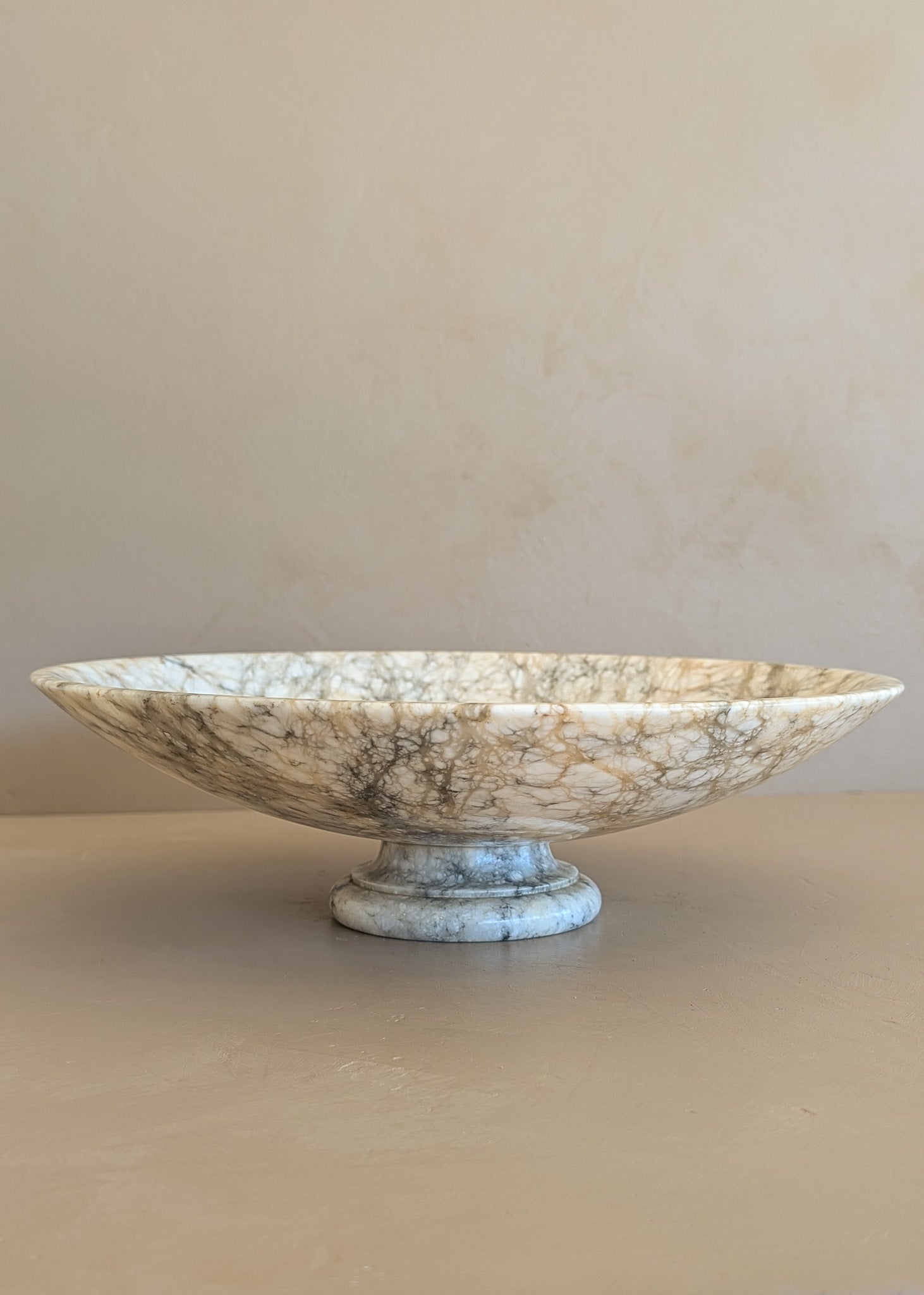 Large Vintage Alabaster Compote Pedestal Dish