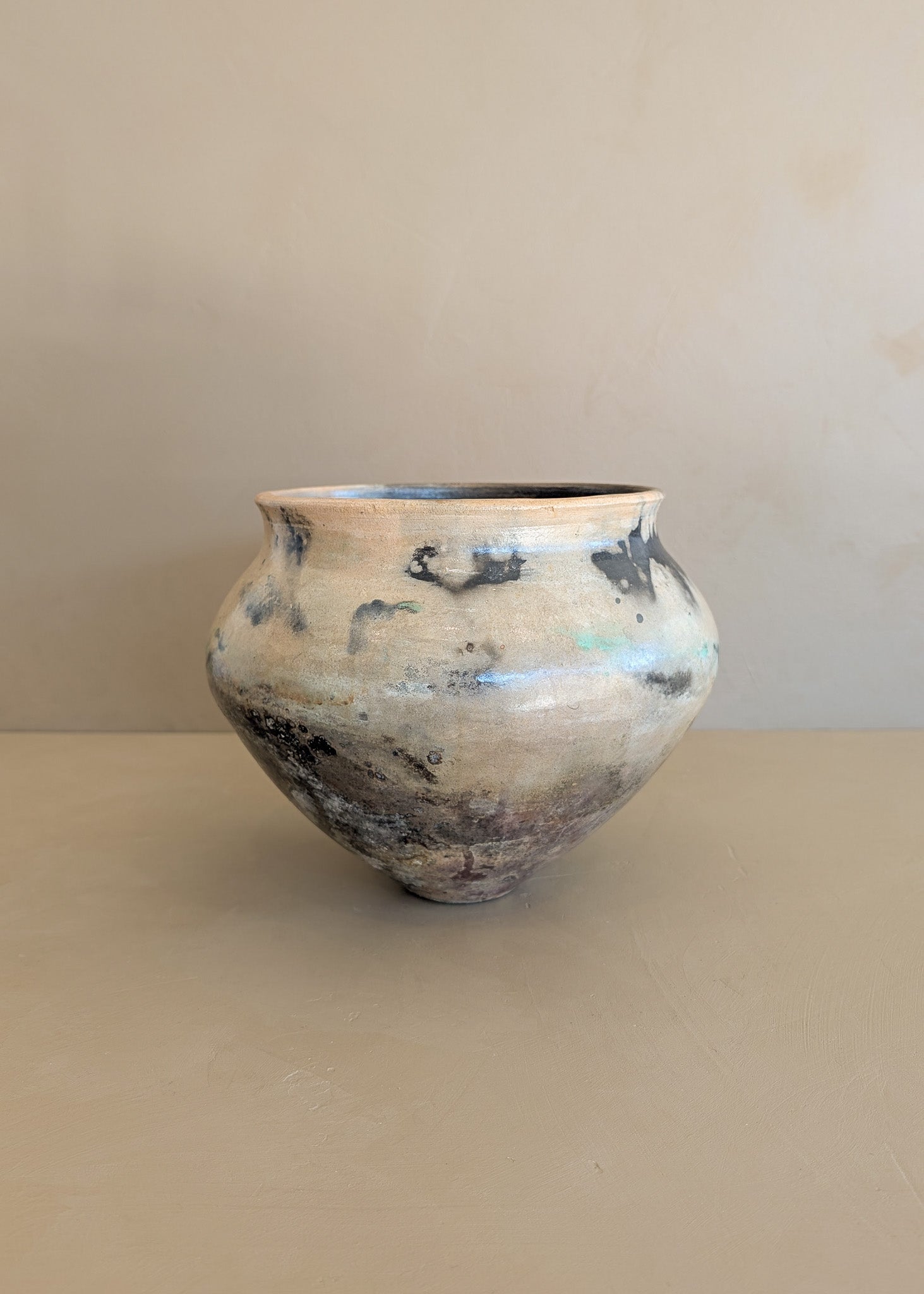 Neutral Signed Studio Pottery Raku Vase