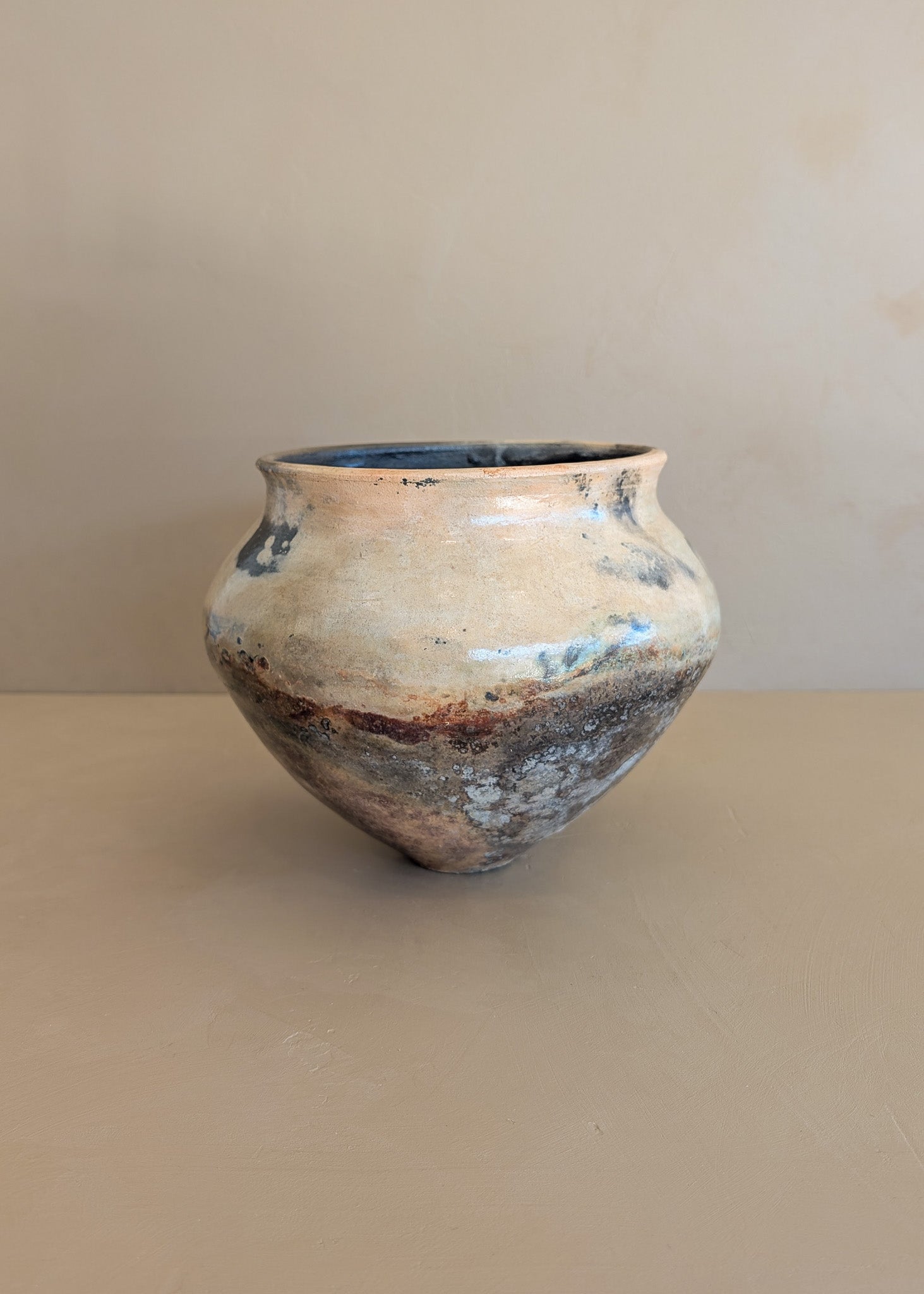 Neutral Signed Studio Pottery Raku Vase