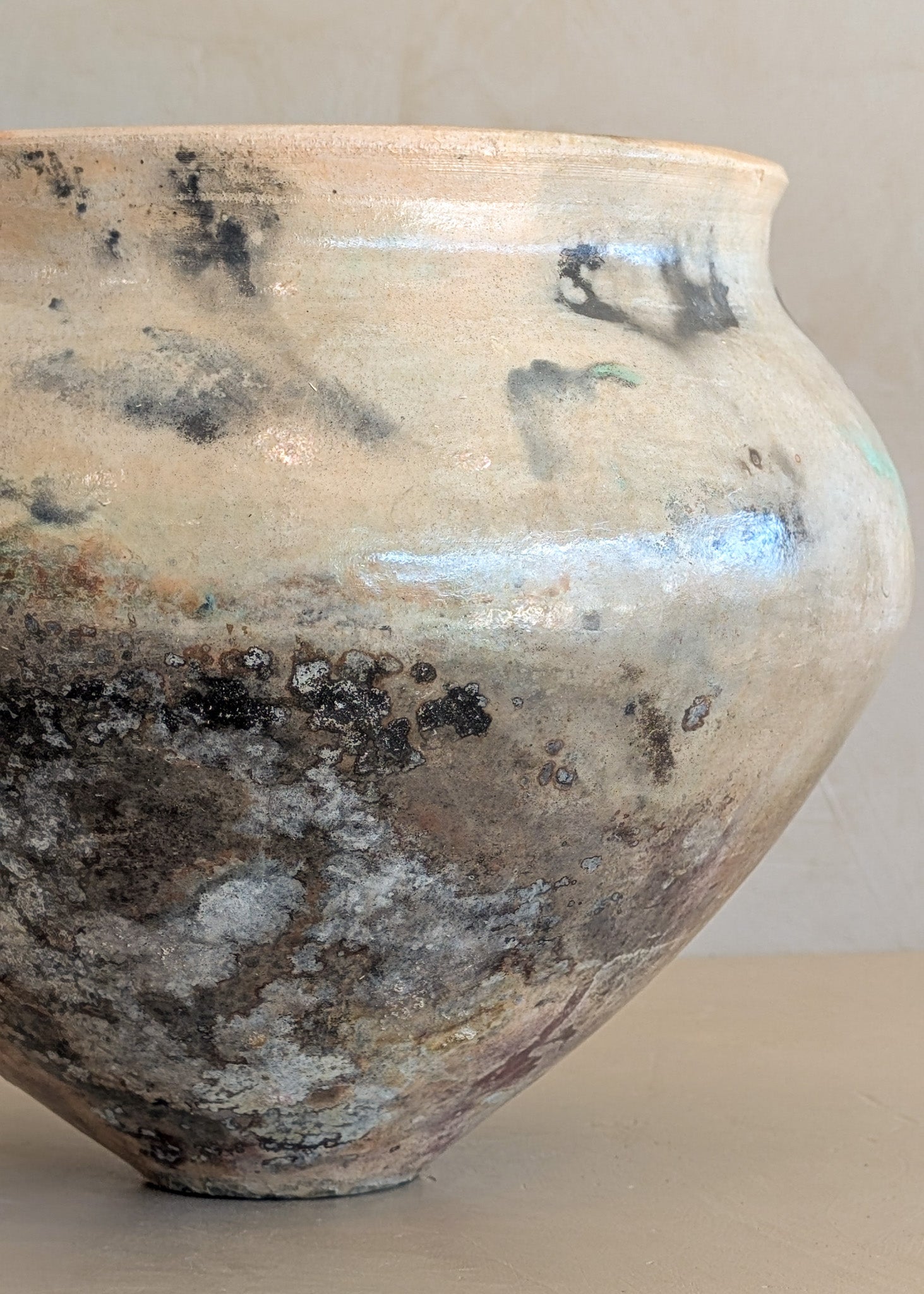 Neutral Signed Studio Pottery Raku Vase