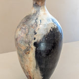 Tall Neutral Signed Studio Pottery Ovoid Raku Vase