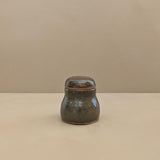 Vintage Neutral Lidded Signed Studio Pottery Vessel