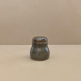 Vintage Neutral Lidded Signed Studio Pottery Vessel