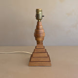 Petite Vintage Handcrafted Geometric Stacked Wooden Lamp