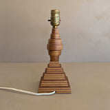 Petite Vintage Handcrafted Geometric Stacked Wooden Lamp