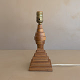 Petite Vintage Handcrafted Geometric Stacked Wooden Lamp