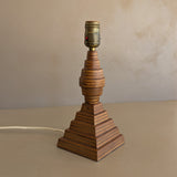 Petite Vintage Handcrafted Geometric Stacked Wooden Lamp