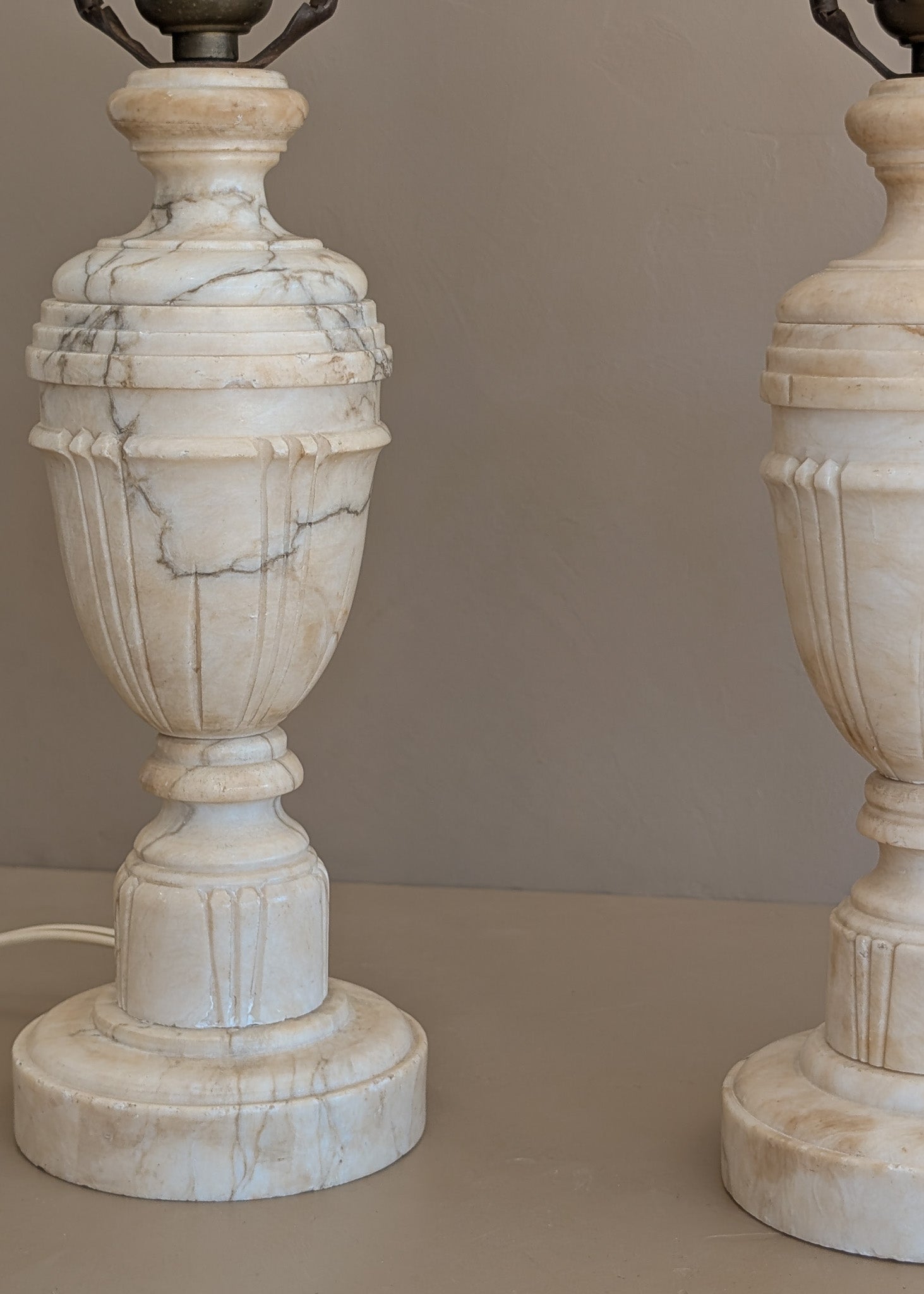 Pair of Vintage Italian Alabaster Lamps