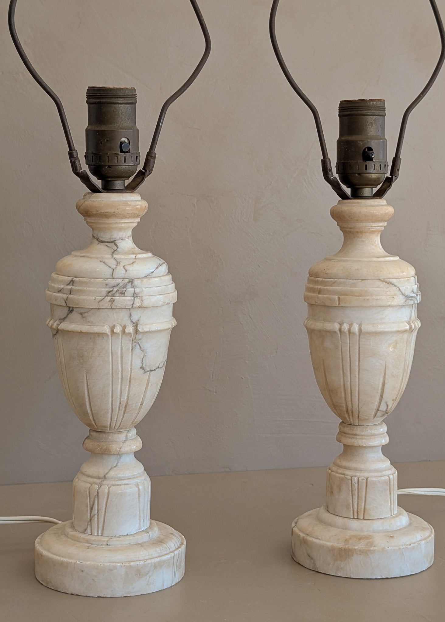 Pair of Vintage Italian Alabaster Lamps