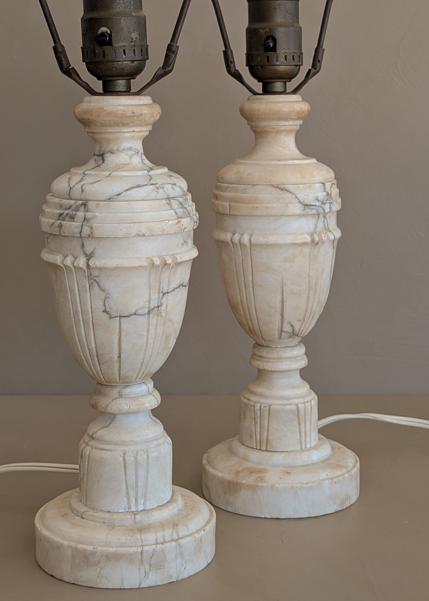 Pair of Vintage Italian Alabaster Lamps