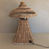 Heywood-Wakefield Style Vintage Wicker Lamp with Original Mushroom Wicker Shade