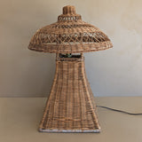 Heywood-Wakefield Style Vintage Wicker Lamp with Original Mushroom Wicker Shade