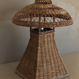 Heywood-Wakefield Style Vintage Wicker Lamp with Original Mushroom Wicker Shade