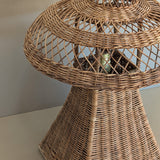 Heywood-Wakefield Style Vintage Wicker Lamp with Original Mushroom Wicker Shade