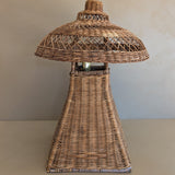 Heywood-Wakefield Style Vintage Wicker Lamp with Original Mushroom Wicker Shade